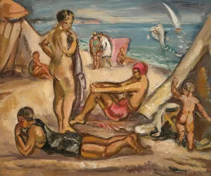 Scene Animee; Baigneuses, Le Cerf Volant by Emile Othon Friesz Oil Painting