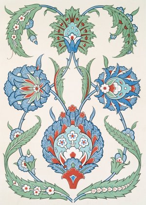 Arabesques; etudes de feuilles and de fleurons peints sur faience Oil painting by Emile Prisse D'Avennes