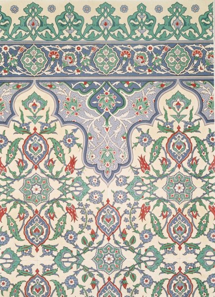 Arabesques; faiences murales de Qasr Rodoun  by Emile Prisse D'Avennes - Hand-Painted Oil Painting Reproduction