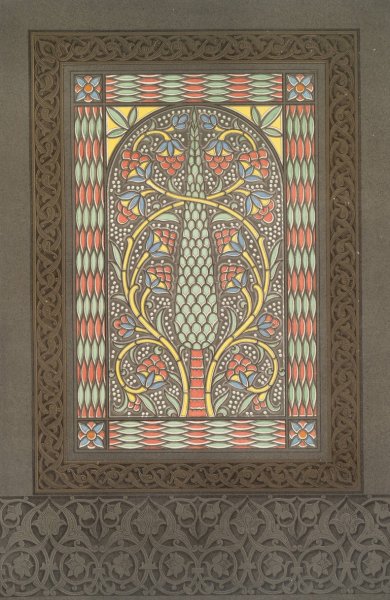 Arabesques; Gama el-Seydeh Zeynab; chemsah ou vitrail en platre ajoure  by Emile Prisse D'Avennes - Hand-Painted Oil Painting Reproduction
