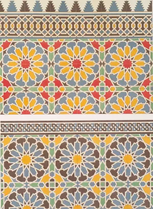 Arabesques; mihrab de la mosquee de Cheykhoun; faiences murales; 2 by Emile Prisse D'Avennes Oil Painting