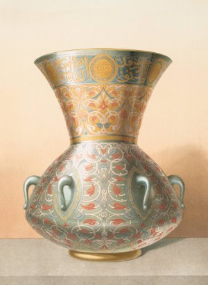Arabesques; mosquee de soultan Barqouq; lampe en verre emaille by Emile Prisse D'Avennes Oil Painting