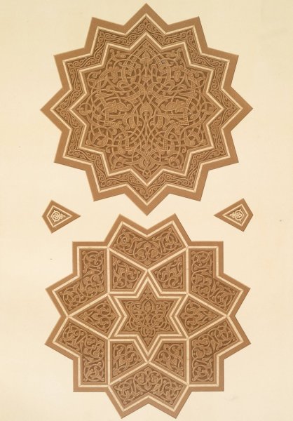Arabesques; mosquee de Thelay Abou-Rezyq; details du mimbar  by Emile Prisse D'Avennes - Hand-Painted Oil Painting Reproduction