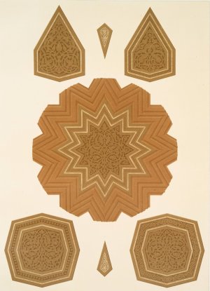 Arabesques; mosquee d'El Nesfy-Qeycoun; details des boiseries du mihrab Oil painting by Emile Prisse D'Avennes