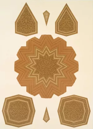 Arabesques; mosquee d'El Nesfy-Qeycoun; details des boiseries du mihrab by Emile Prisse D'Avennes Oil Painting