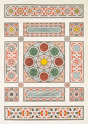 Arabesques; pavement de mosaique, fragments disposee sur le plan des dorqaah by Emile Prisse D'Avennes Oil Painting
