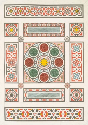 Arabesques; pavement de mosaique, fragments disposee sur le plan des dorqaah by Emile Prisse D'Avennes Oil Painting
