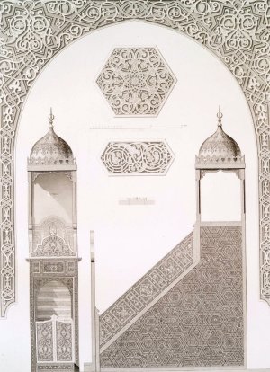Mosquee cathedrale de Qous; ensemble et details du mimbar by Emile Prisse D'Avennes Oil Painting
