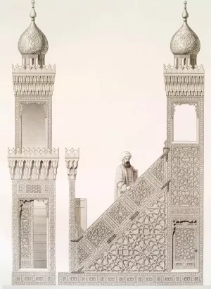 Mosquee de Qaytbay; elevations du mimbar-porte by Emile Prisse D'Avennes Oil Painting