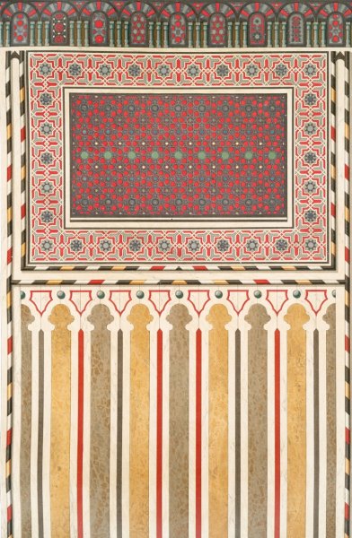 Mosquee d'El-Bordeyny; developpement de la mosaique du mihrab  by Emile Prisse D'Avennes - Hand-Painted Oil Painting Reproduction