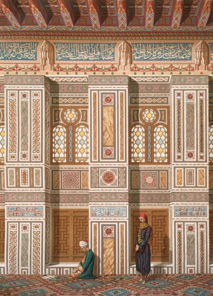 Main Product Photo of Mosquee d'El Bordeyny; interieur de la salle principale  Painting by Emile Prisse D'Avennes