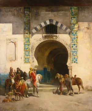 Depart Pour La Chasse Au Faucon by Emile Regnault De Maulmain Oil Painting