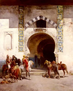 Depart Pour La Chasse Au Faucon by Emile Regnault De Maulmain Oil Painting