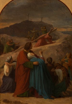 Jesus portant sa croix, La Vierge sur le chemin du Calvaire by Emile Signol Oil Painting