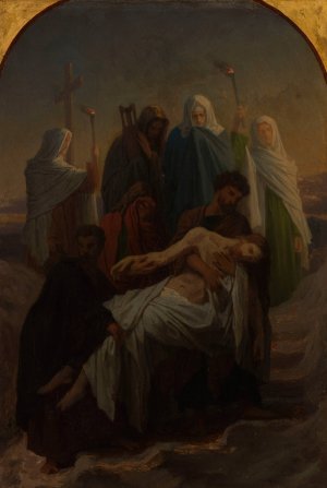 L'ensevelissement du Christ, Jesus descendu de la Croix by Emile Signol Oil Painting