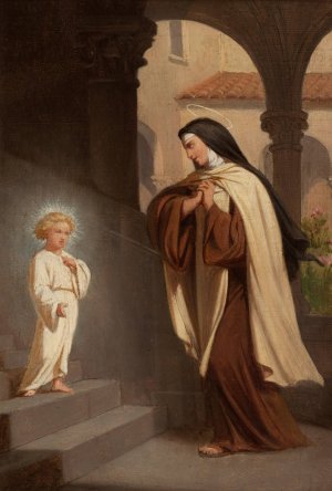 Jesus apparait a sainte Therese by Emile Vernet-Lecomte Oil Painting