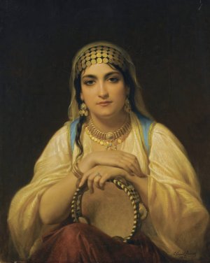 La Femme Au Tambourin by Emile Vernet-Lecomte Oil Painting