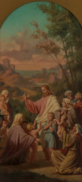 Laissez venir a moi les petits enfants Oil painting by Emile Vernet-Lecomte
