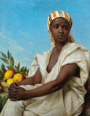 Portrait of a black woman Oil painting by Emile Vernet-Lecomte