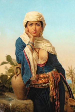 Rebecca At The Well by Emile Vernet-Lecomte Oil Painting
