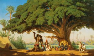 Travelling Artists Sketching An Arab Encampment, Cairo Oil painting by Emile Vernet-Lecomte