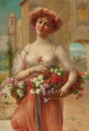 Aux Roses by Emile Vernon Oil Painting