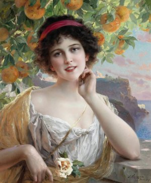 Beauty under the Orange Tree by Emile Vernon Oil Painting