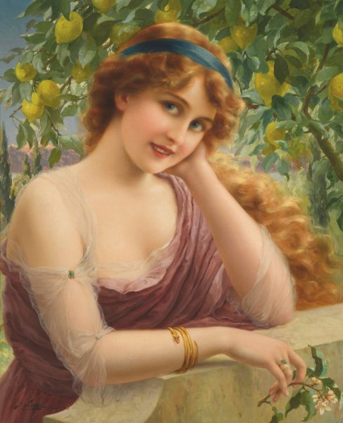 Main Product Photo of Fille Au Citronnier  Painting by Emile Vernon