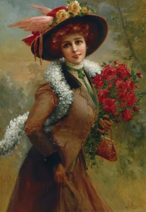 Lovely As A Rose by Emile Vernon Oil Painting