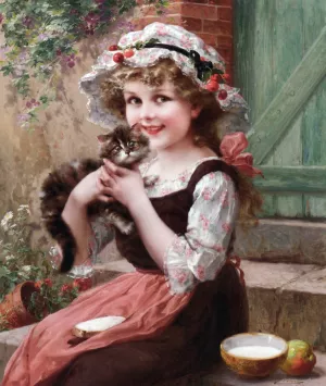 The Little Kittens by Emile Vernon - Oil Painting Reproduction