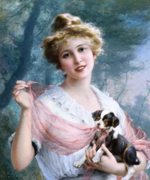 The Mischievous Puppy by Emile Vernon - Oil Painting Reproduction