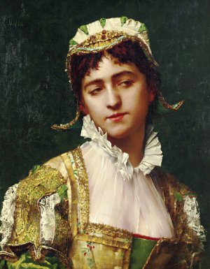 A Stolen Glance by Emile Villa Oil Painting