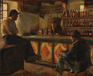 Interieur de cafe de campagne by Emile Wery Oil Painting