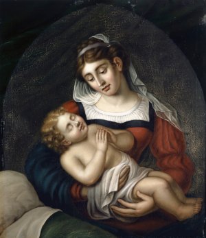 Virgin with Child by Emilie Linder Oil Painting