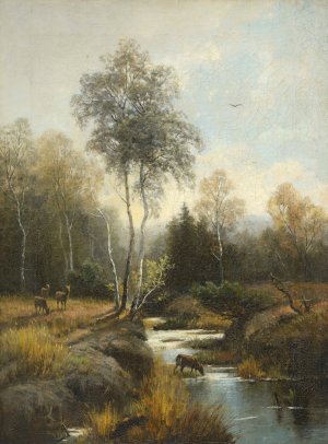A Wooded Landscape by Emilie Mediz-Pelikan Oil Painting