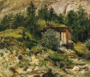 Hutte am Pas Luegg by Emilie Mediz-Pelikan Oil Painting