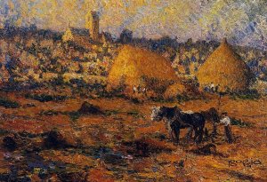 A Winter Afternoon in Auvers by Emilio Boggio Oil Painting