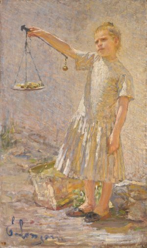 La Venditrice Di Frutta by Emilio Longoni Oil Painting