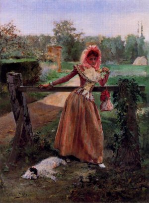 Muchacha en el Jardin by Emilio Sala y Frances Oil Painting