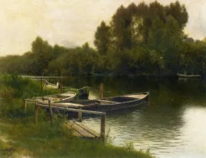 A River Landscape in Pontise by Emilio Sanchez-Perrier - Oil Painting Reproduction
