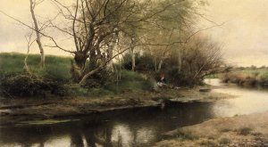 Feu de camp au bord d'une riviere by Emilio Sanchez-Perrier Oil Painting