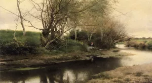 Feu de camp au bord d'une riviere painting by Emilio Sanchez-Perrier