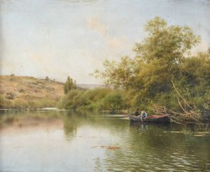 La Riviere, Environs de Santiponce by Emilio Sanchez-Perrier Oil Painting