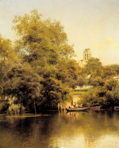 Main Product Photo of L'Oise sur Auvers Painting by Emilio Sanchez-Perrier
