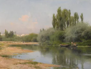 On The Guadalquivir, Seville by Emilio Sanchez-Perrier Oil Painting