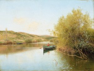On the river by Emilio Sanchez-Perrier Oil Painting