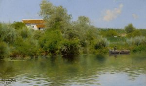 The River at Alcala by Emilio Sanchez-Perrier Oil Painting