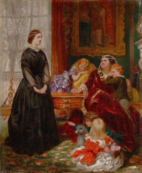 The Governess by Emily Mary Osborn - Hand-Painted Oil Painting Reproduction