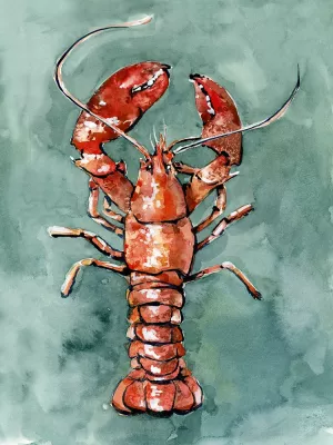 Aquatic Lobster II by Emma Caroline Oil Painting