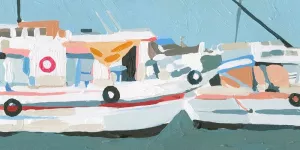 Bright Boats II by Emma Caroline Oil Painting